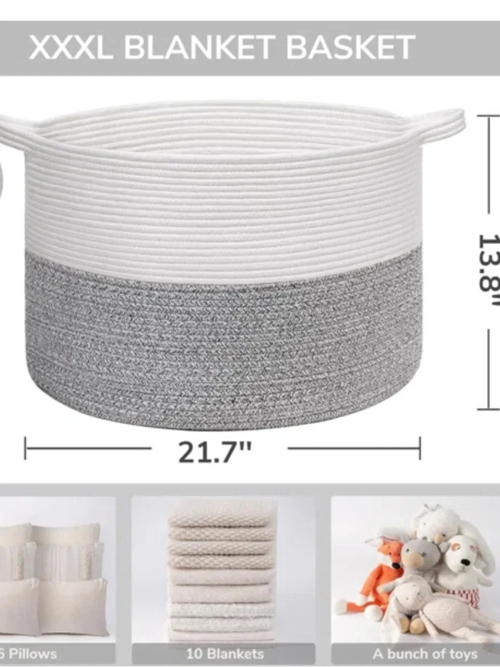 White Woven Cotton Rope Storage Basket - Home Accents